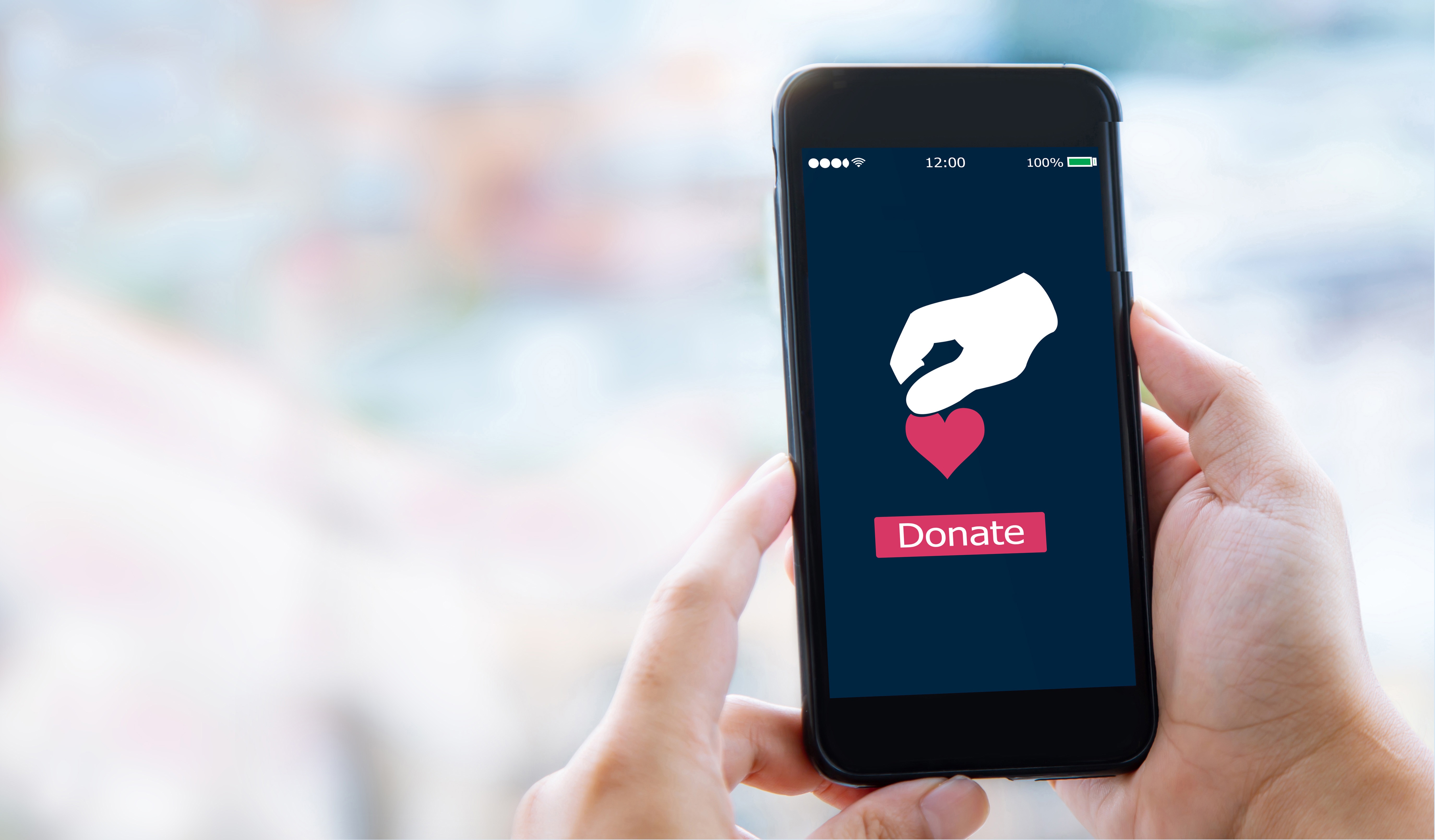 An online donate button on a mobile phone