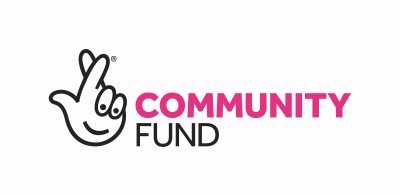 Community fund logo with graphic of a hand with fingers crossed